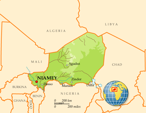 Подробная карта Нигера. . Нигер на карте мира - Planetolog.ru